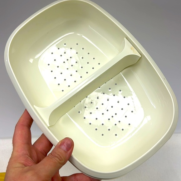 - Vintage 6 cup 1.4 L harvest gold 4 piece Tupperware divided steamer - Picture 3 of 11